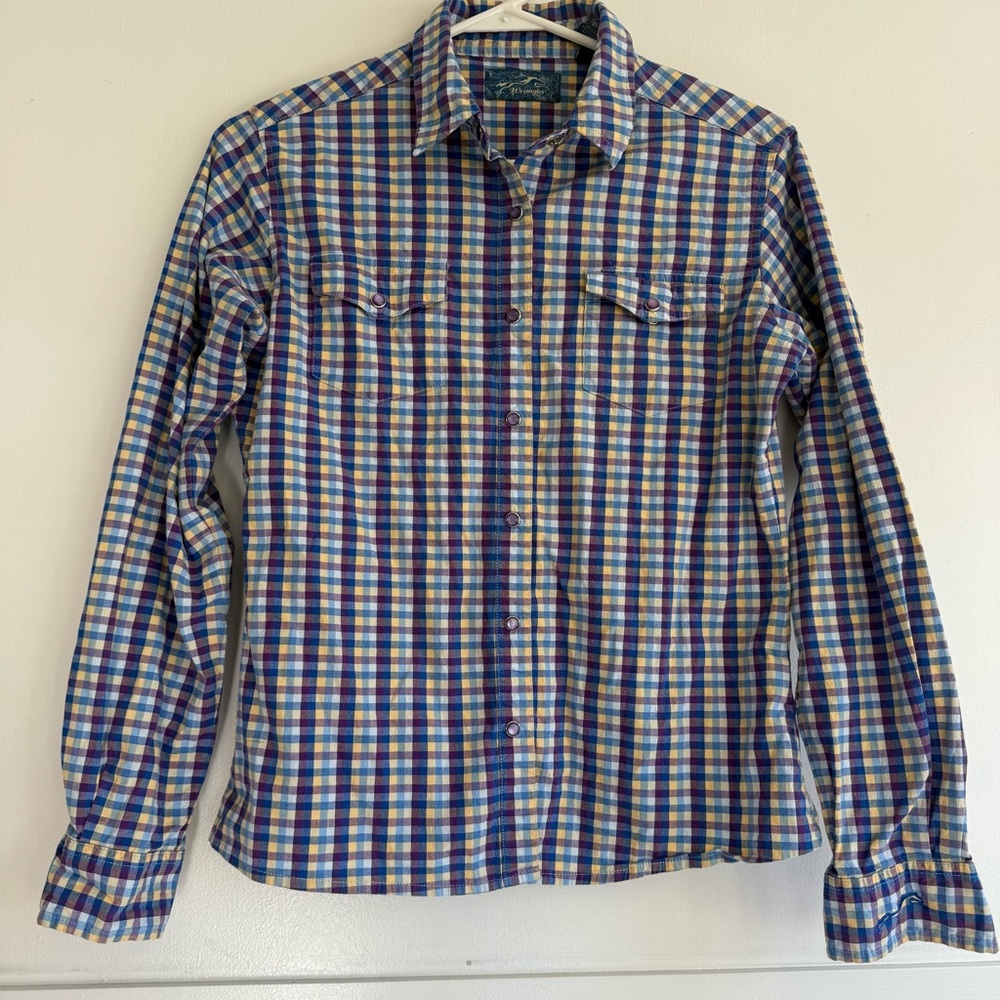 Wrangler Shirt Womens Small Plaid Western Pearl‎ Snap Cowboy Rodeo